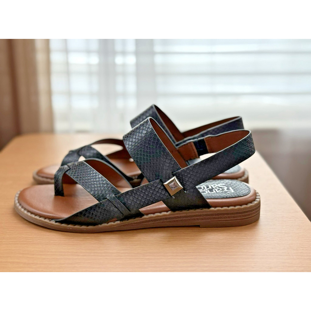 Franco Sarto Women's BLACK SNAKE Flat Slingback Sandal Flip Flops - 7 M - Picture 11 of 14